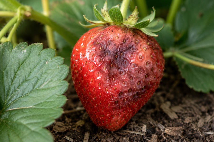 Misshapen strawberry berry with uneven development